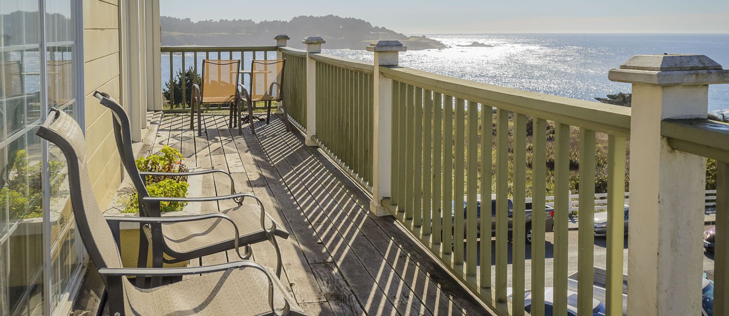 MANY GUEST ROOMS AT THE MENDOCINO HOTEL & GARDEN SUITES OFFER A PRIVATE BALCONY OVERLOOKING THE PACIFIC 